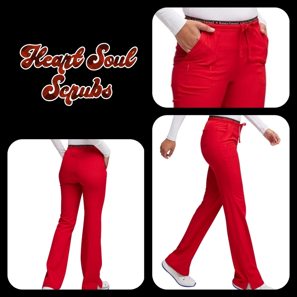 HeartSoul Low Rise Flare Leg Elastic Waist Scrub Pants - 20110